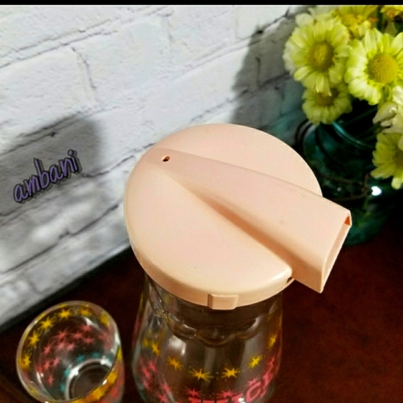 Juice Carafe, 1950s Atomic Starburst with Pale Pink Flap Lid⚡️ - Picture 5 of 7